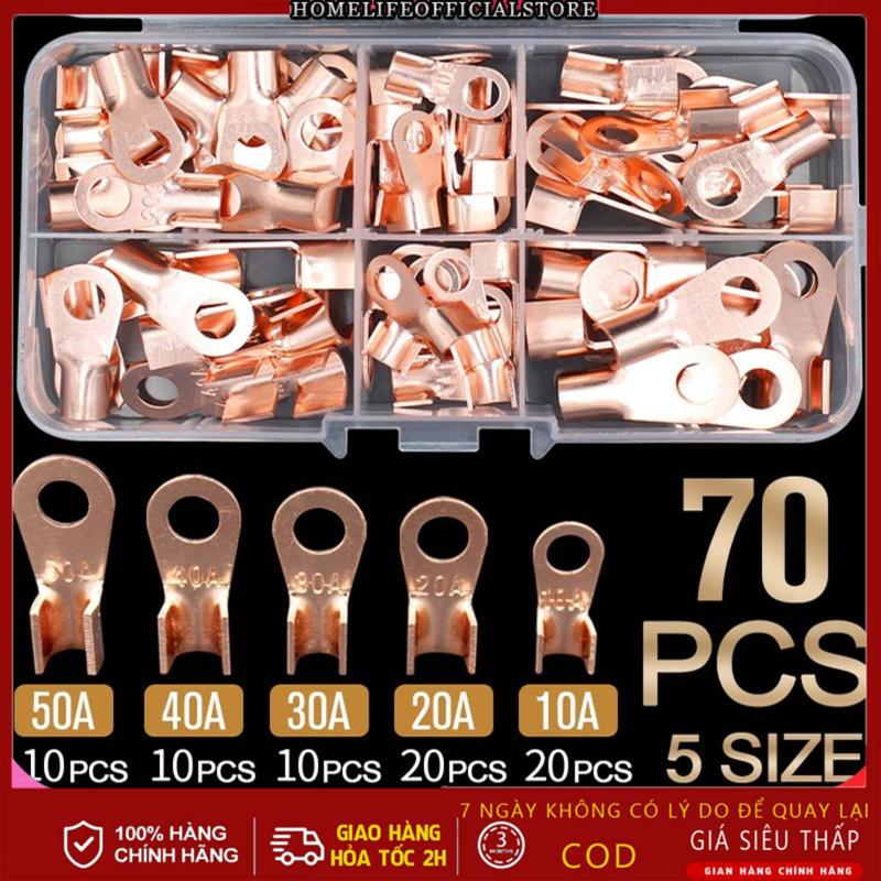 Hộp 70 Đầu Nối Dây Điện Bằng Đồng Dày 10A 20A 30A 40A 50A OT 70 Khối Đầu Nối Mũi Hở Chất Lượng Cao Đầu Cos Đồng Đỏ Dùng Trong Hệ Thống Viễn Thông & Công Nghiệp