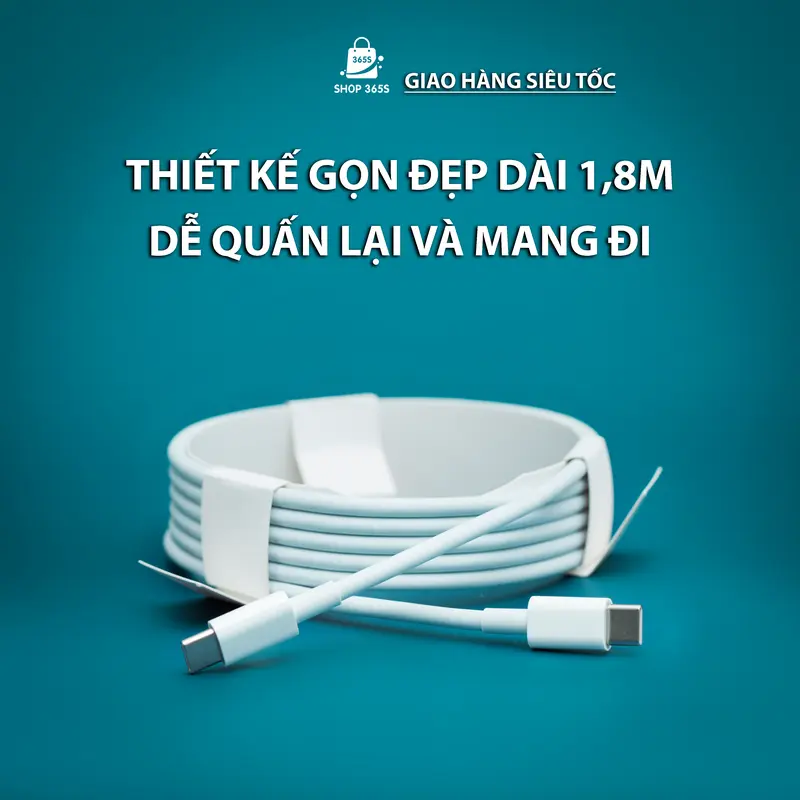 Dây cáp sạc nhanh cho ip 15 - 16 và các dòng máy android dài 1.8M công suất dẫn điện 120W 3