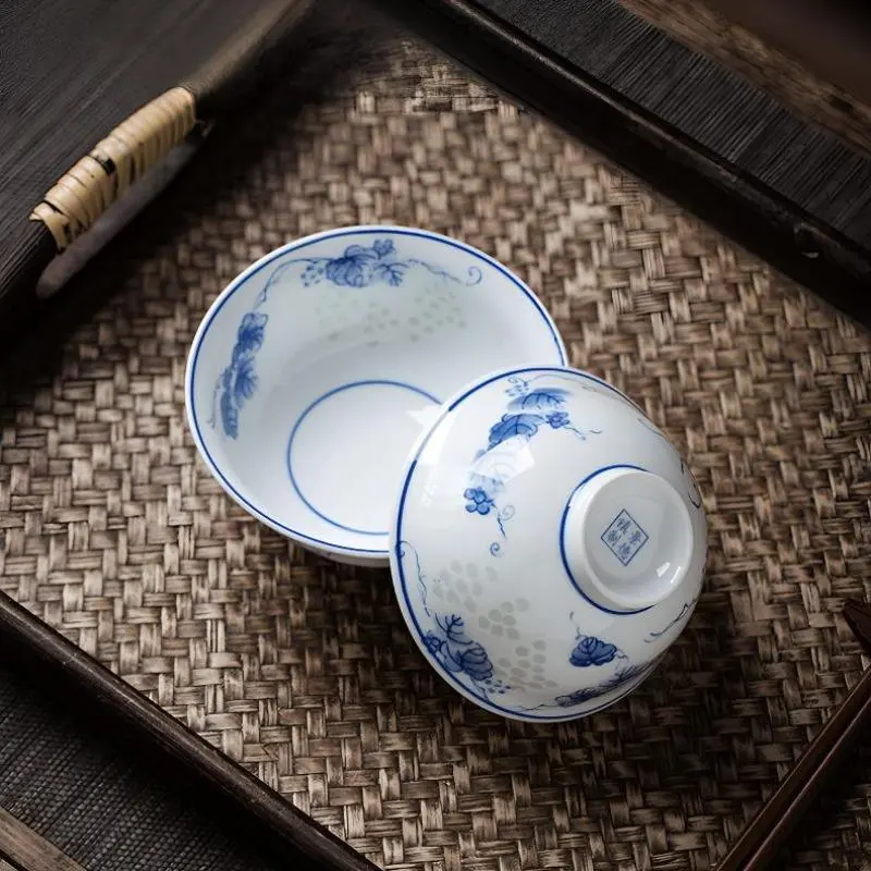 Chinese Style Porcelain Bowl Set, 1 Set Exquisite Blue and White Ceramic Bowl, Household Rice Bowl, Small Soup Bowl, Noodle Bowl, Salad Bowl 6