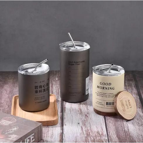 Tumbler Stainless Tahan Panas Dingin 1 liter Aesthetic DIY Free Sedotan Sticker Pembersih Mount 4