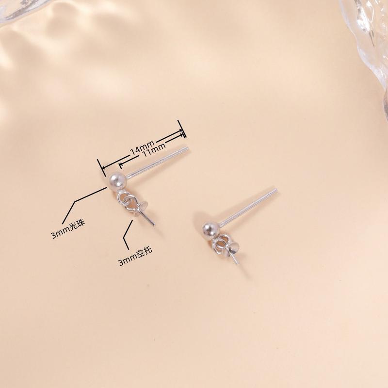 Product Introduction of DIY Accessories S925 Sterling Silver Simple Versatile Pearl Earrings Studs Earring Settings Classic Earrings Silver Settings Semi-Finished Products 8