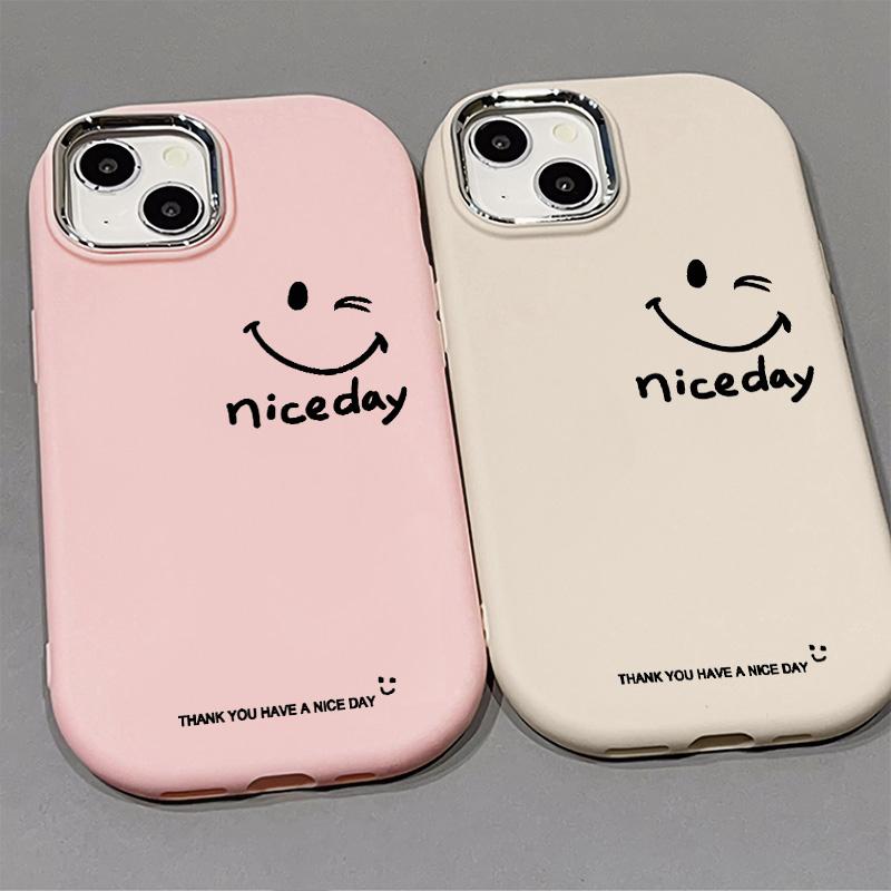 Ốp Silicon Mềm, Thiết Kế Mặt Cười Hạnh Phúc, Bảo Vệ Camera NICE, Chống Rơi, Tương Thích Với iPhone 16 11 13 15 12 14 Pro Max X Xr Xs Max, Chống Sốc, Cao Cấp, 7 8Plus SE2067 5
