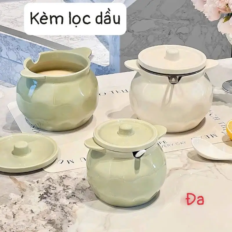 Hũ đựng mỡ kèm lọc dầu dung tích 700ml va 1400ml