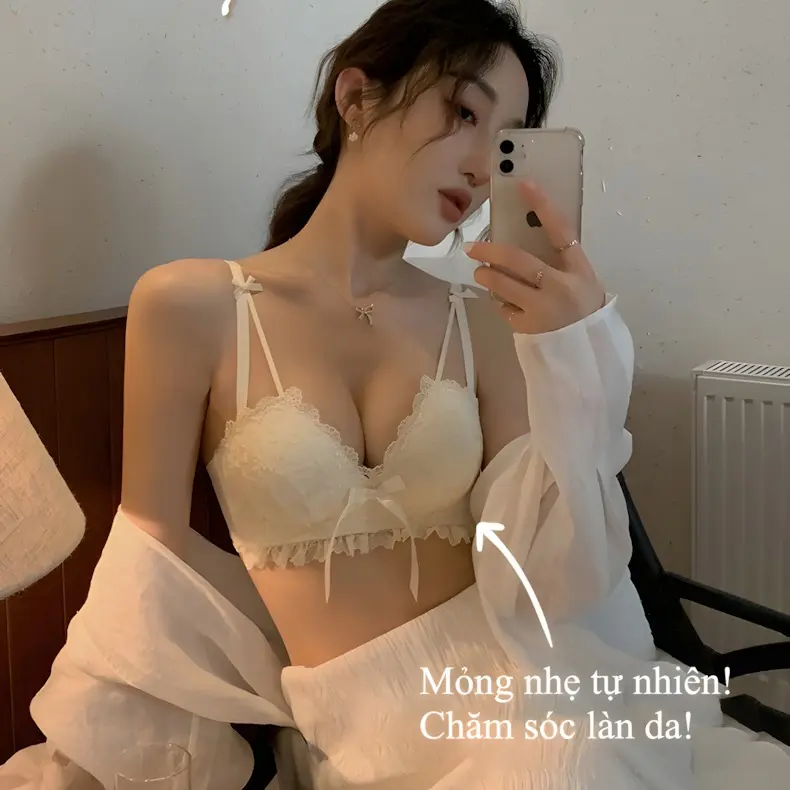 Áo Ngực Ren Công Chúa [VITDY] - Bra Siêu Nở Cao Cấp - Áo Lót Nơ Định Dá Cup Nâng Ngực Tạo Khe - Dây Liền Phong Cách Hàn Quốc Quyến Rũ cc  bra áo  nâng áo  tạo Nữ Tua Rua 5