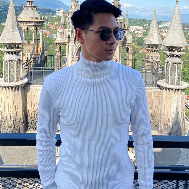 M01 Sweater Rajut Pria Turtleneck Korean Style Slim fitting Knitwear Baju Jaket Kerah Panjang Tebal