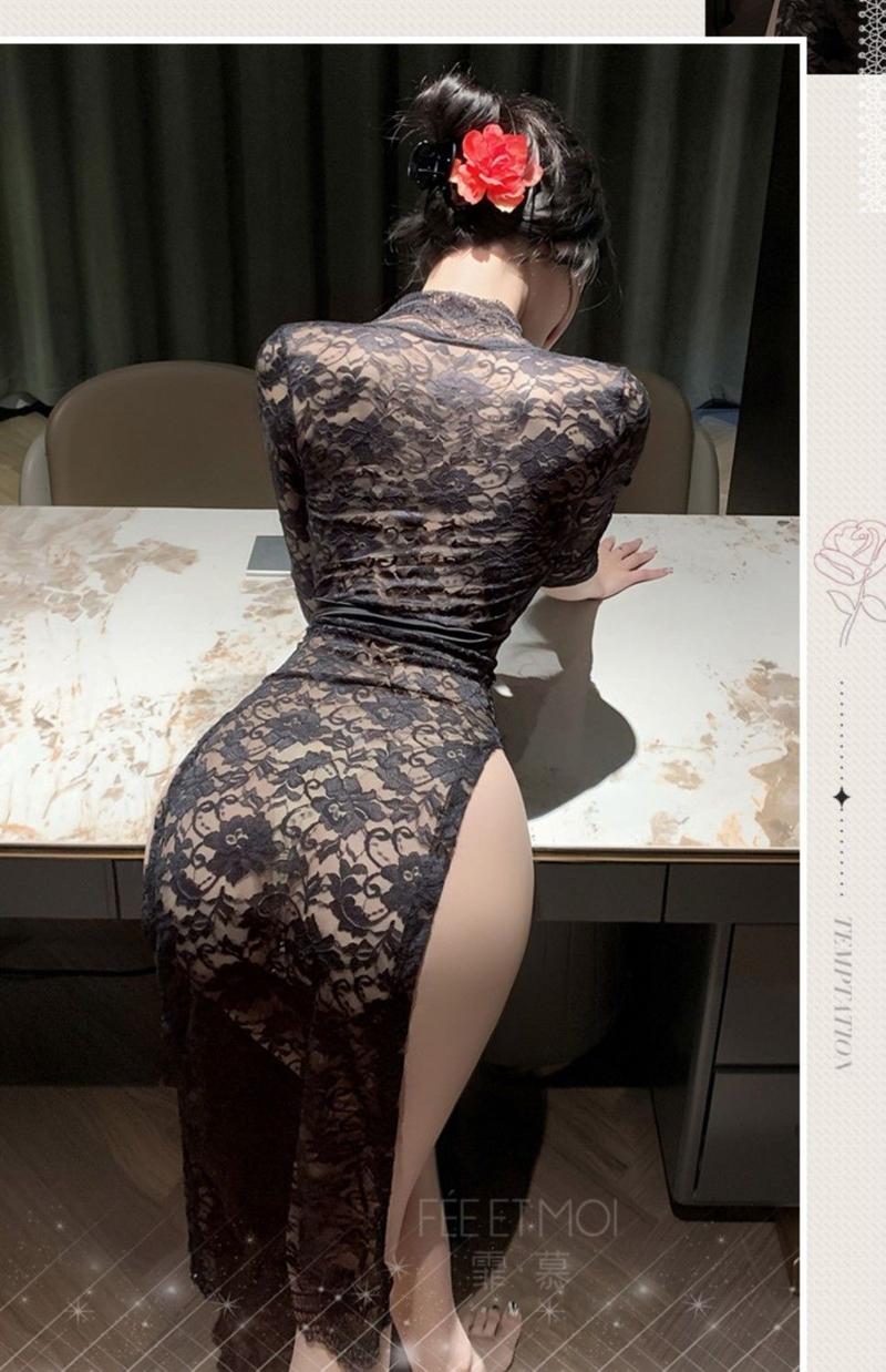 Product Introduction of Sexy Lingerie Sexy Nightdress Bedtime No-Remove Uniform Lace Dress Battle Robe Passionate Hot Set New Pajamas 15