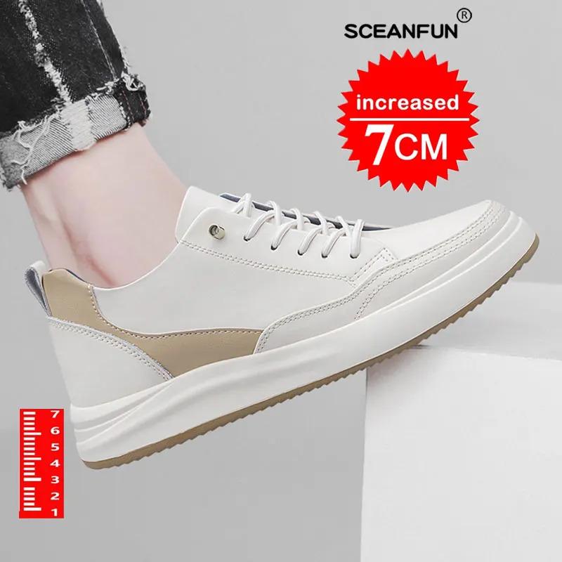 Giày Tăng Chiều Cao Vô Hình, Dành Cho Nam, Da Thật, Giày Thể Thao Đi Bộ Thường Ngày Chiều Cao 7cm, Sapato Nam, Thiết Kế Mùa Thu 0