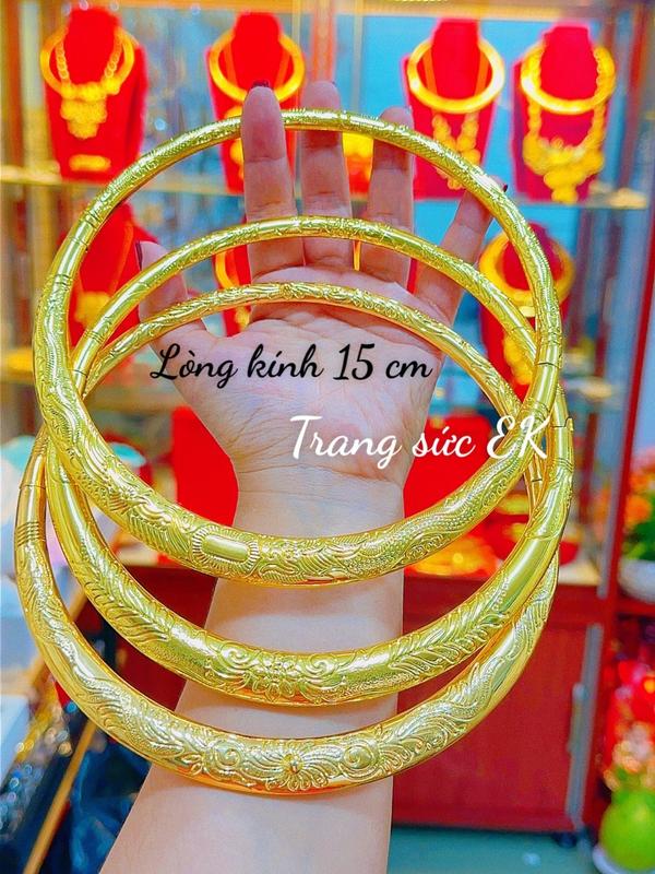  Trang Sức Cưới EK - Kiềng Cưới Cô Dâu Bảng Dẹp Khóa Bấm Có Tem Và Hộp Nhung Hợp Kim Mạ Vàng 24K Sang Trọng Tinh Tế 