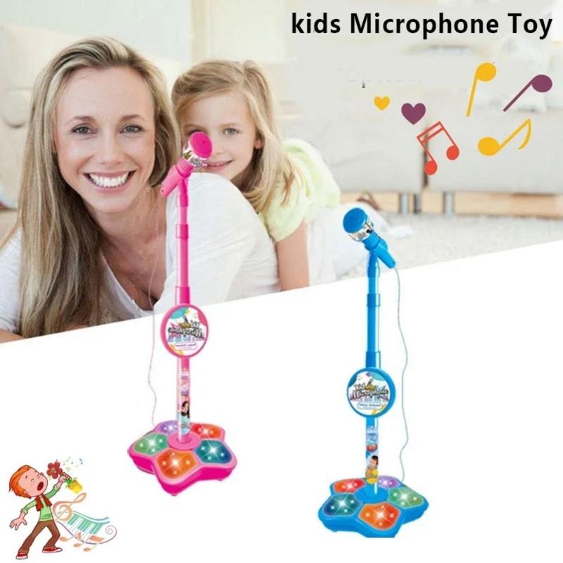 Product Introduction of New With Stand Kids Microphone Simulation With Light Karaoke Mic Cool Mic Music Toy Birthday Gift 12