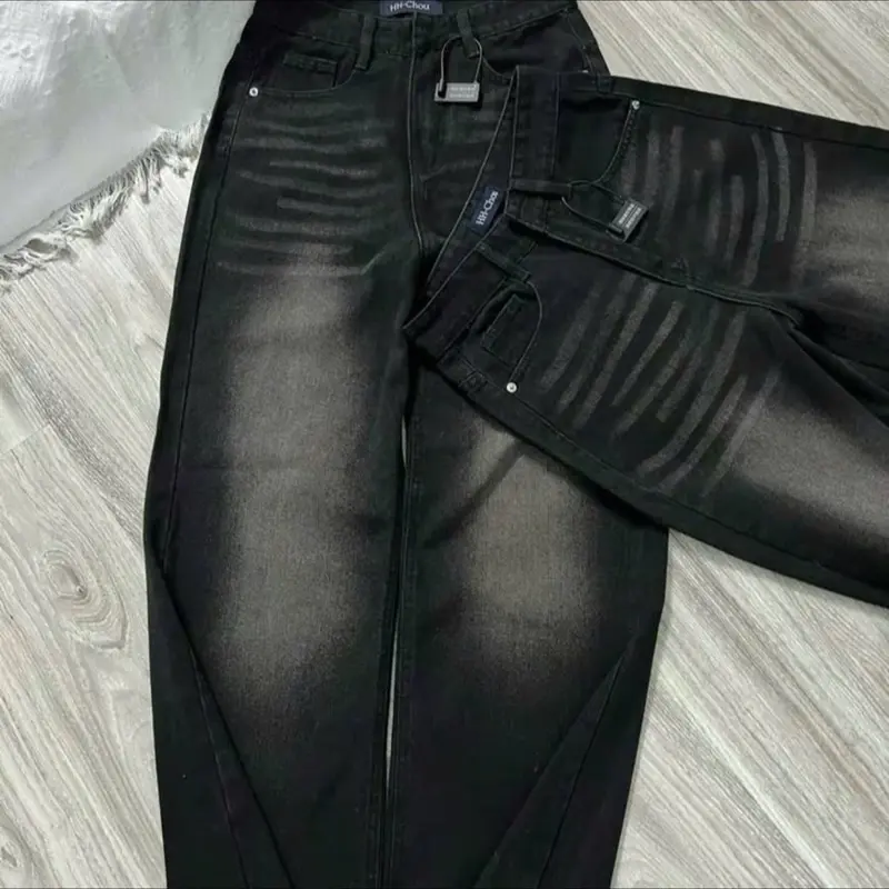 QUẦN JEANS SUÔNG [ ĐEN TUYỀN] CHẤT XỊN CÓ CHUN SAU bigsize 55-70kg 5