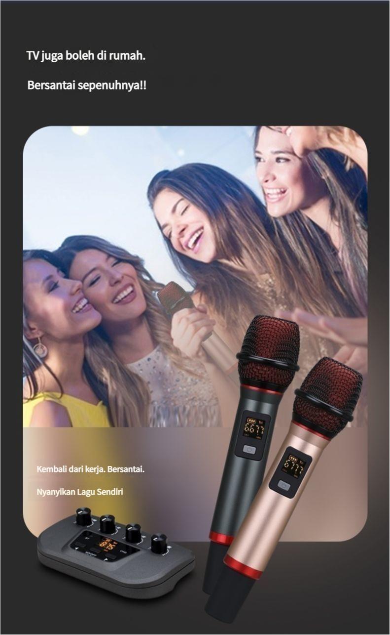 Product Introduction of High-Quality Sound Card, Dual Microphone, Suitable for Home and Car Karaoke, Wireless Microphone, Bluetooth Speaker, Microphone Set, Dual Car and Home Use, Singing and Speaker 5