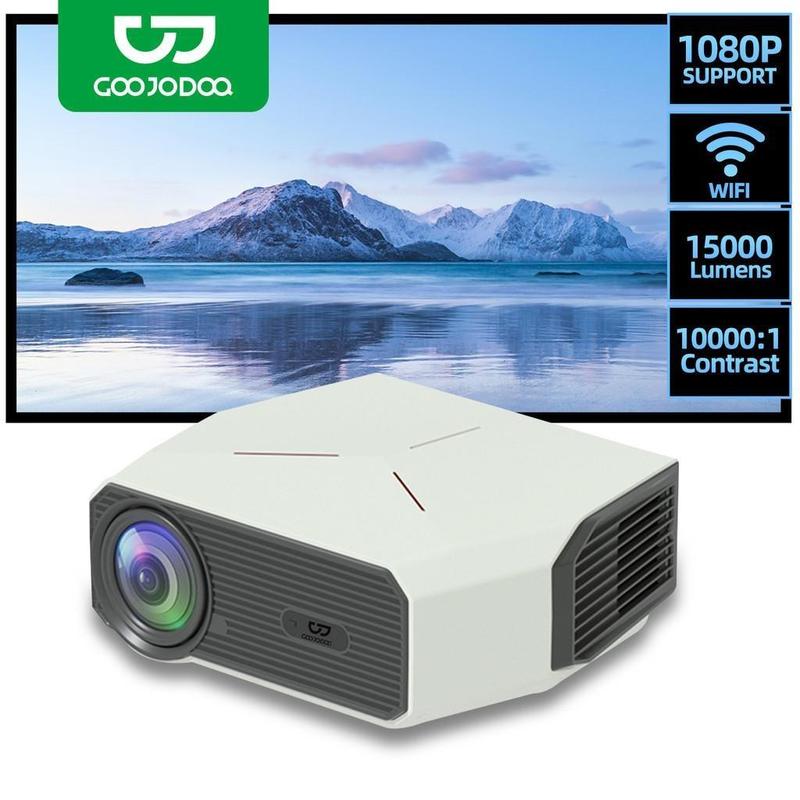 GOOJODOQ Máy chiếu chuyên nghiệp GOOJODEQ 15500LM Android 8k Wifi Full Hd 1080p Hỗ trợ đồng bộ hóa Android với máy chiếu điện thoại thông minh Projector Bluetooth