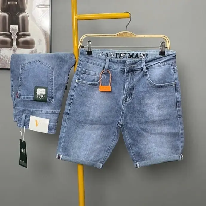 Quần Short Jean Nam Xanh Nhạt Co Giãn Tốt Menswear Pants Có Túi - Thiết Kế Ống Quần Ôm Từ Chuẩn Hiện Đại