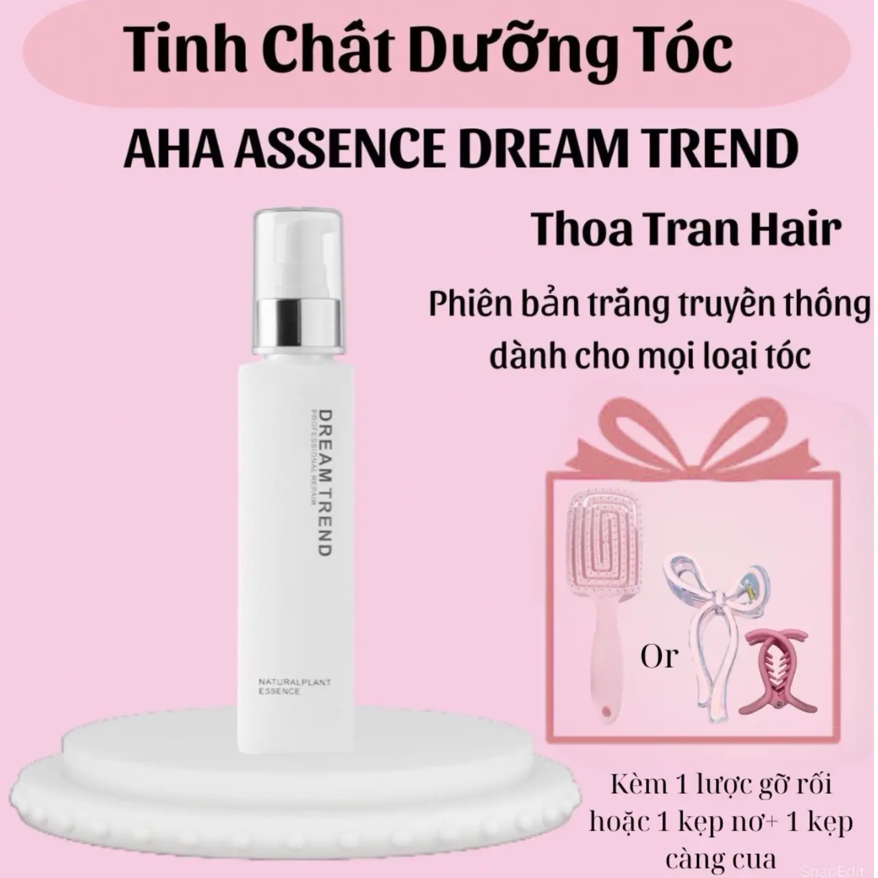 (KÈM LƯỢC GỠ RỐI ) DƯỠNG TÓC AHA ESSENCE ( DREAM TREND ) TRẮNG TRUYỀN THỐNG