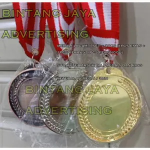 MEDALI LOGAM EMAS PERAK PERUNGGU PLUS TALI MEDALI DAN RING MEDALI MENDALI BAHAN TEBAL DAN PREMIUM