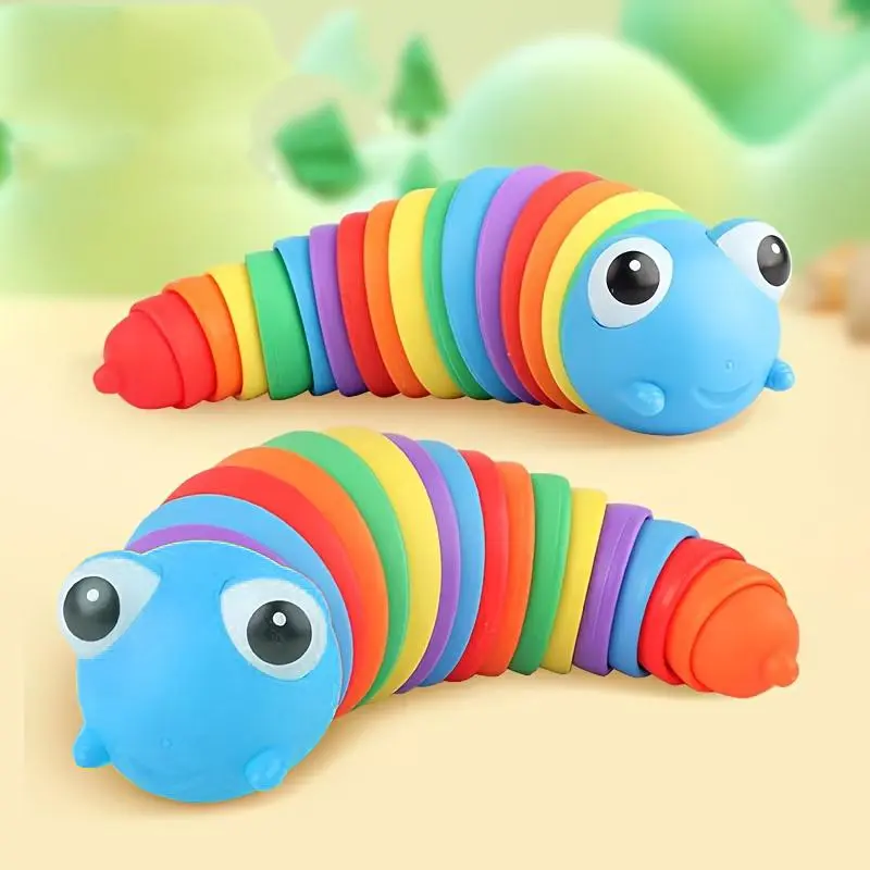 Baby Interactive Toy, Articulated Caterpillar Stretch Slug Toy, Flexible Anti-Anxiety Sensory Slug Toy, Stress Relief Sound Sensory Toy for Kids