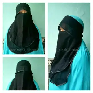 Cadar Niqab bandana Poni Hidden Eyes/Cadar Bandana Poni List Full Bisban/Niqab Poni 2 Layer Hitam Ceruty Nyaman Lembut