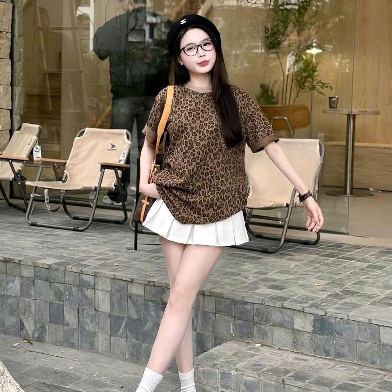 Áo thun cotton 2 chiều (40-70kg) họa tiết da beo form dáng rộng 6