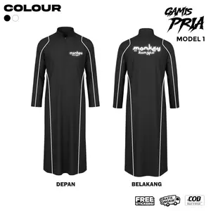 Gamis Pria Garis Reflektif IKSPI Monkey Kungfu Zipper Pria Slimfit Line Muslim Wudhu Friendly Reflektif AYY3