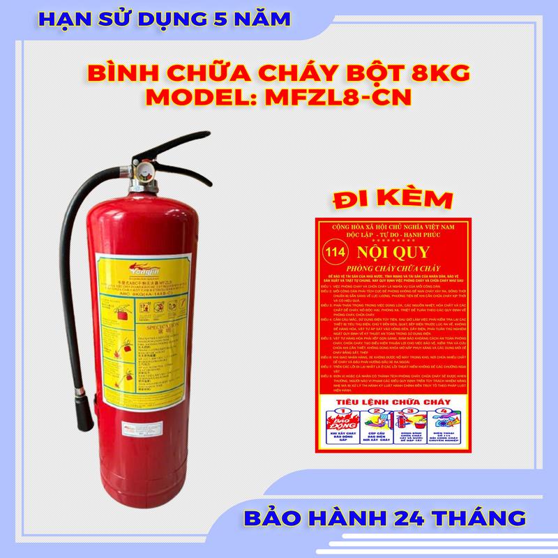 Bình chữa cháy ABC 8kg - Model MFZL8 (CN) - Chuyên dùng hộ gia đình, cửa hàng, kho bãi bình xịt chữa cháy