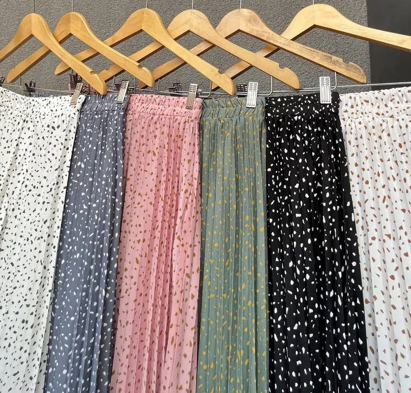 Syahnaz Plisket - Mayung Motif Bercak Abstrak - Hyget Premium - Rok wanita Karet Panjang Bawahan 0
