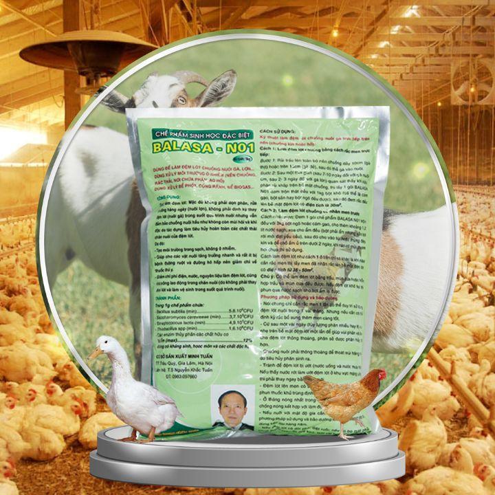 Men Balasa chế phẩm sinh học làm đệm lót chuồng gà vịt giảm mùi hôi từ phân và nước tiểu vật nuôi túi 1kg