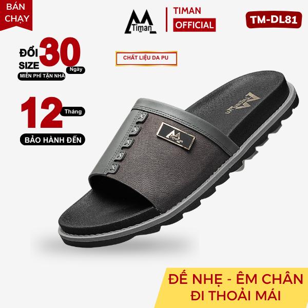 Dép da nam TM-DL81 dam khâu đế, Sang thanh lịch đế cao su mềm êm chân chống thấm nước hạn chế mài mòn Dép Đế Bằng Nam Sandal 0