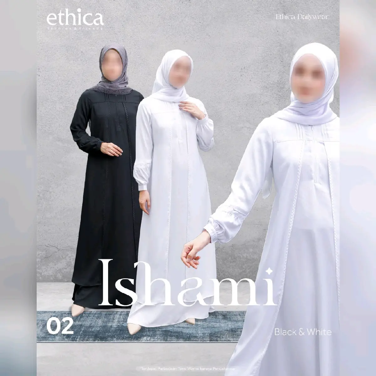 GAMIS ETHICA ISHAMI 02 BLACK , WHITE /GAMIS ETHICA TERBARU / BUSANA MUSLIM
