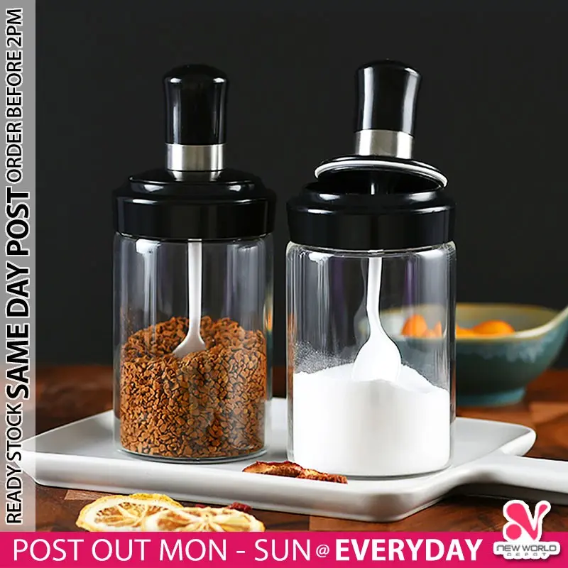 ( 330ML ) Air Tight  Anti Leak Proof Condiment Spice Jar Glass Bottle Container Storage Seasoning Botol Kaca Rempah