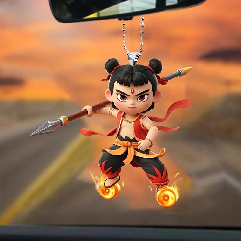 Product Introduction of Nezha 2 Anime Character Design Car Interior Cartoon Rearview Mirror Decoration 17