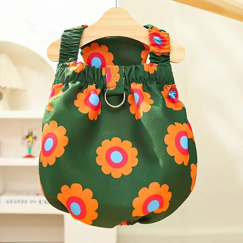 Floral Print Pet Dress, 1 Count Cute Pet Clothes for Small Medium Dogs & Cats, Fashionable Pet Clothing for Daily Wear 5