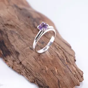 Cincin Wanita Perak Asli 925 Natural Amethyst Loviana