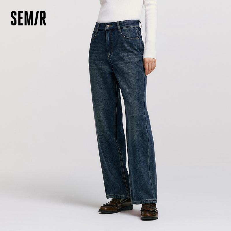 Quần Jean Nữ SEMIR Quần Ống Rộng Lót Lông Cừu Mùa Đông Dáng Rộng Vừa Vặn Thời Trang Cổ Điển Xu Hướng Ins 2025