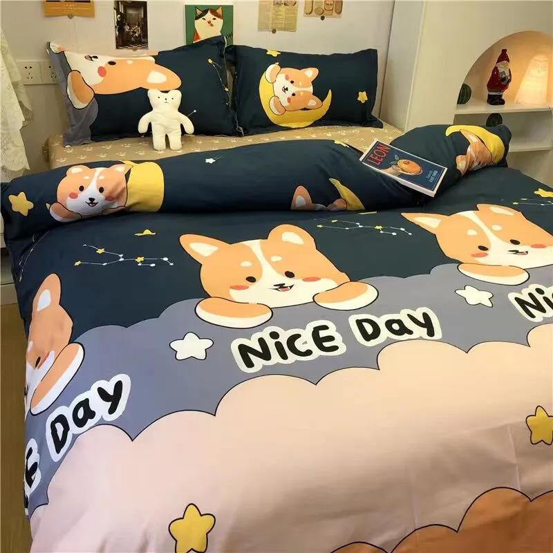 Product Introduction of LZD Cute 3/4 In1 Bedding Sets Kids Girls Comforter Quilt Bed Sheet Cover Flat Mattress Protector Flat Bedsheet Set with Pillowcases Single Queen King Size 20