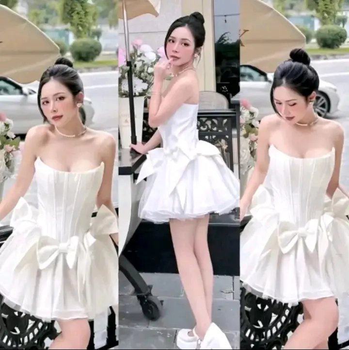 Váy corset cúp ngực đính nơ dự tiệc sang chảnh nữ women