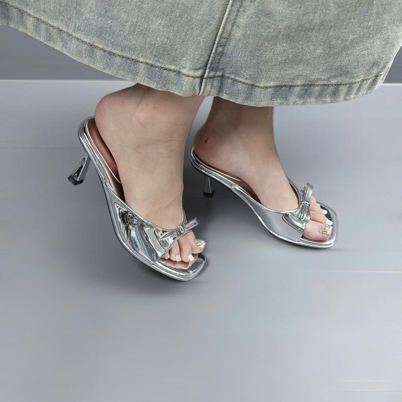 GIÀY DÉP NỮ HERSHOES - GIÀY NỮ THỜI TRANG MŨI VUÔNG HỞ THIẾT KẾ NƠ VÀ QUAI BẦU ÔM CHÂN HIỆN ĐẠI - GÓT TRỤ NHỎ CAO 7 PHÂN - DK0038 4