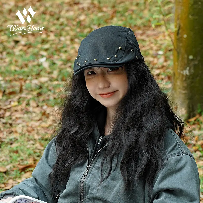 Korean Style Retro Rivet Beret Women's Spring and Summer Thin Advance Hats Sun-Proof Newsboy Cap Peaked Cap for Men and Women