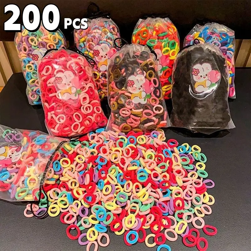 Dây Buộc Tóc Co Giãn Nylon Nhiều Màu Sắc, 50-200 Chiếc, Dành Cho Phụ Nữ Và Trẻ Em Gái, Thích Hợp Cho Tóc Đuôi Ngựa Giữ Dây Buộc Tóc Nhỏ Dây Cao Su Scrunchie, Phụ Kiện Tóc