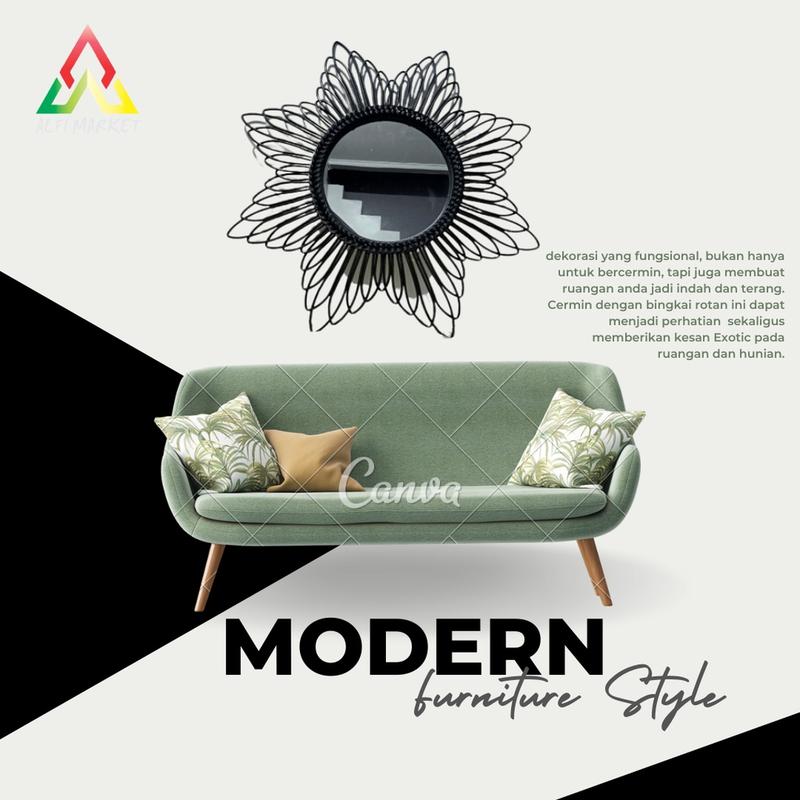 Kaca Rotan Kombinasi | Cermin Cantik Warna | Aesthetic Mirror | Cermin Hias Berwarna | Kaca Hiasan Dinding | Kaca Home Decor 7