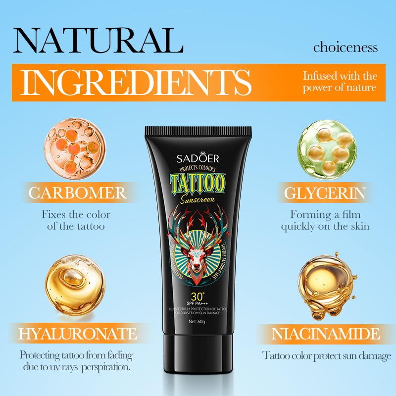 60g Tattoo Protects Colors Sunscreen SPF30+ PA+++ Protecting Tattoo Skins Full Spectrum Protection Soothing Moisturize Ultraviolet-Proof  Waterproof Body Care 2