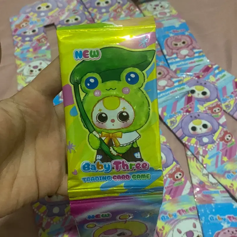 Thẻ bài baby three, thẻ sưu tầm, trò chơi kéo búa bao (1 dây 12 túi) 4