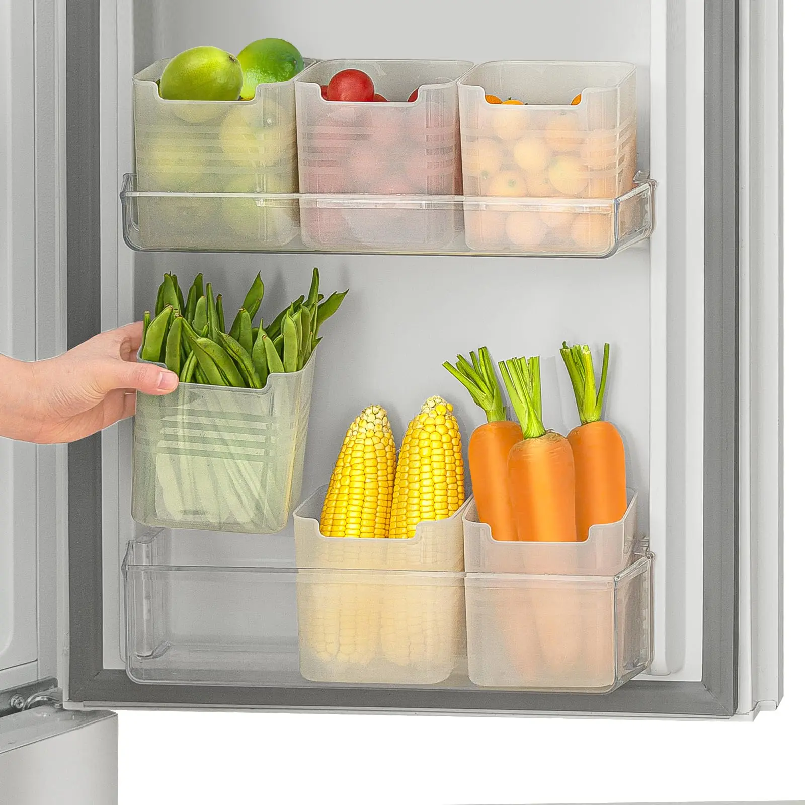 Hộp Sắp Xếp Tủ Lạnh, Hộp Đựng Đồ Cửa Bên Tủ Lạnh, Làm Bằng Nhựa Mờ, Gói Đựng
