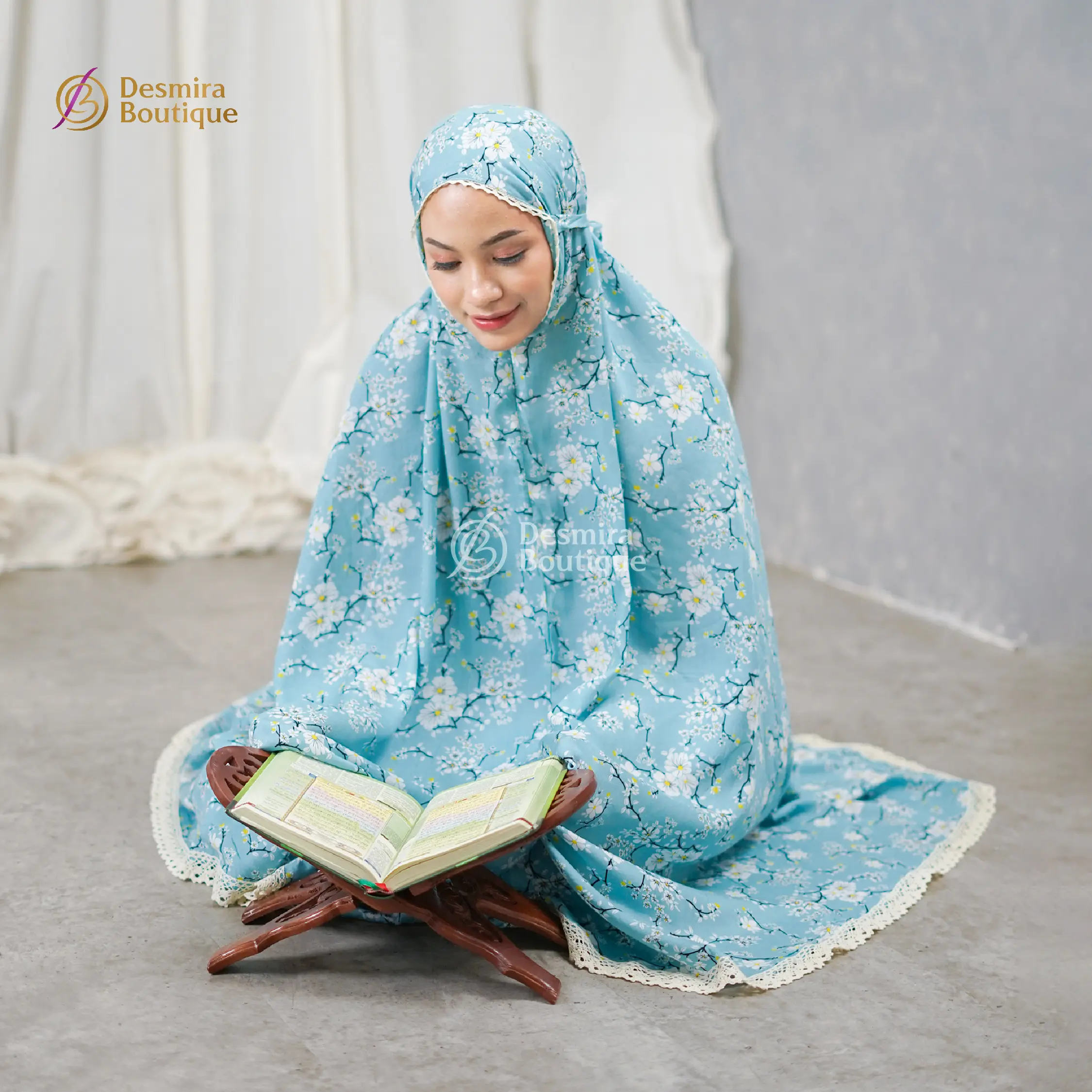 SAVIN BY DESMIRA - MUKENA SHATIA 2 IN 1 RAYON MOTIF KBI Dewasa Nyaman Bunga Cantik Panjang Renda