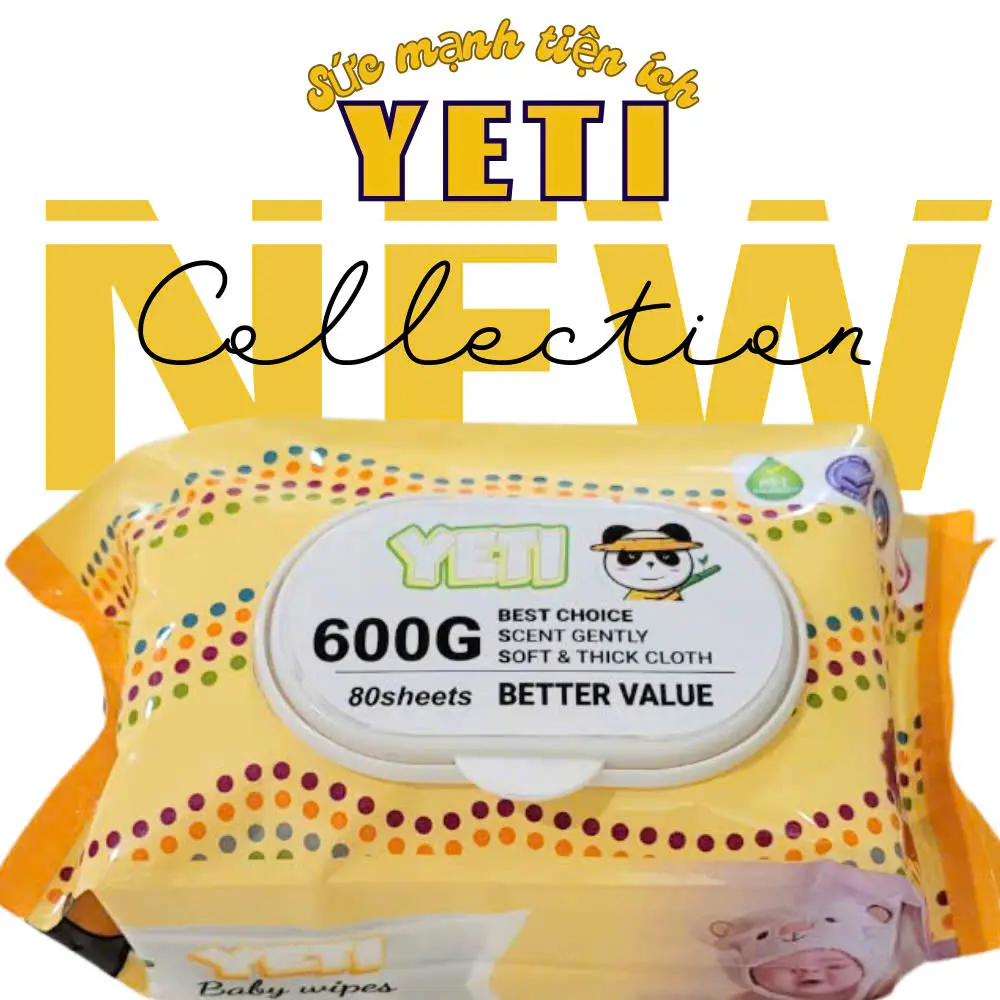 Combo 10 Gói Khăn ướt YETI 600G, TẶNG GÓI 80 TỜ, Hàng xuất khẩu, Không mùi, KHÔNG CỒN, CÓ THỂ DÙNG CHO BÉ.