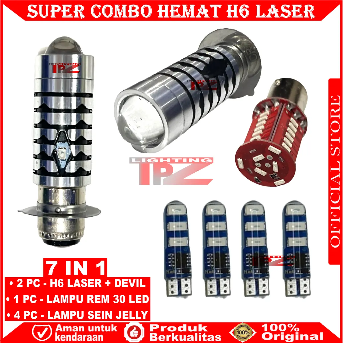 SUPER COMBO PAKET HEMAT LAMPU MOTOR LED H6 LASER BOHLAM STOP 30 LED PLUS SEIN MOTOR | SUPER COMBO LAMPU DEPAN MOTOR H6 LASER LAMPU REM MOTOR LAMPU SENJA MOTOR LAMPU SEN MOTOR