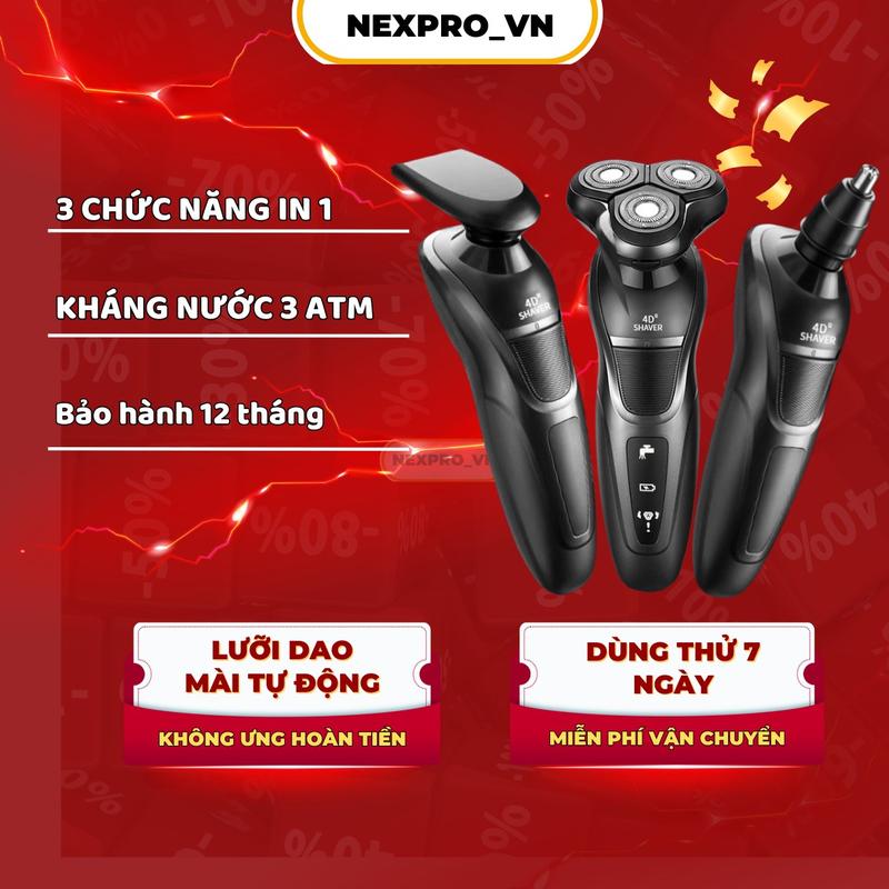 [ MUA 1 ĐƯỢC 3 ] máy cạo râu 3 chức năng - cạo râu , tông đơ , tỉa lông mũi - công nghệ tự mài bén lưỡi