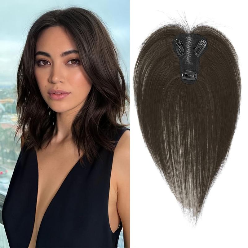 Seamless Middle Part Hair Toppers Wigs with Bangs Clip In Hair - TikTok ...