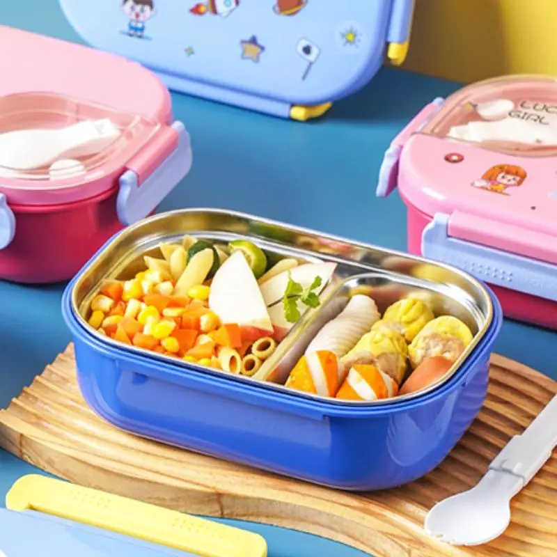 2 Compartments Lunch Box, 1 Count Stainless Steel Bento Lunch Box with Lid, Dishwasher Safe Lunch Container for Kids & Adults