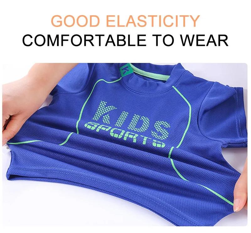 Product Introduction of Children Summer Short Sleeve Football Basketball Suit Clothing Set Boy Girl Jersey Quick Drying Breathable Kids Sports Wear 9
