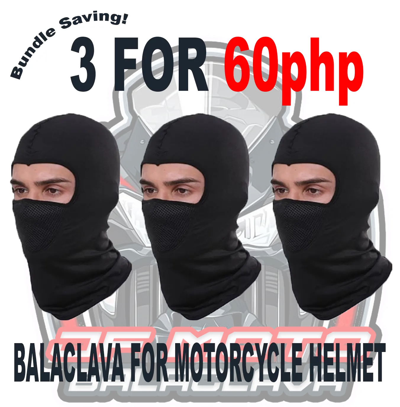 3pcs BALACLAVA WITH FOAM for Motorcycle Helmet Protection Full face Cover